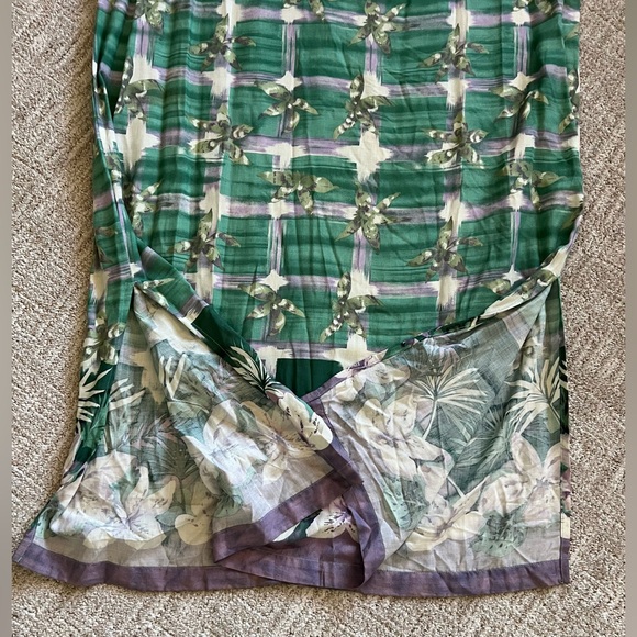 D.P.S. Womens Hawiian Lightweight Split Hem Maxi Dress Green Purple Size 2X - Picture 6 of 8